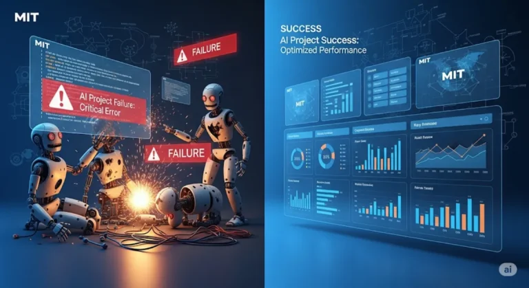 MIT study visualization showing AI project failure vs success rates
